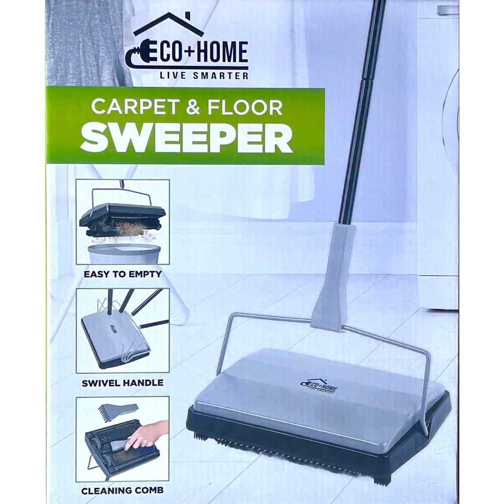 Eco+Home Carpet & Floor Sweeper Manual Push Cleaner Pet Hair Hard Floors